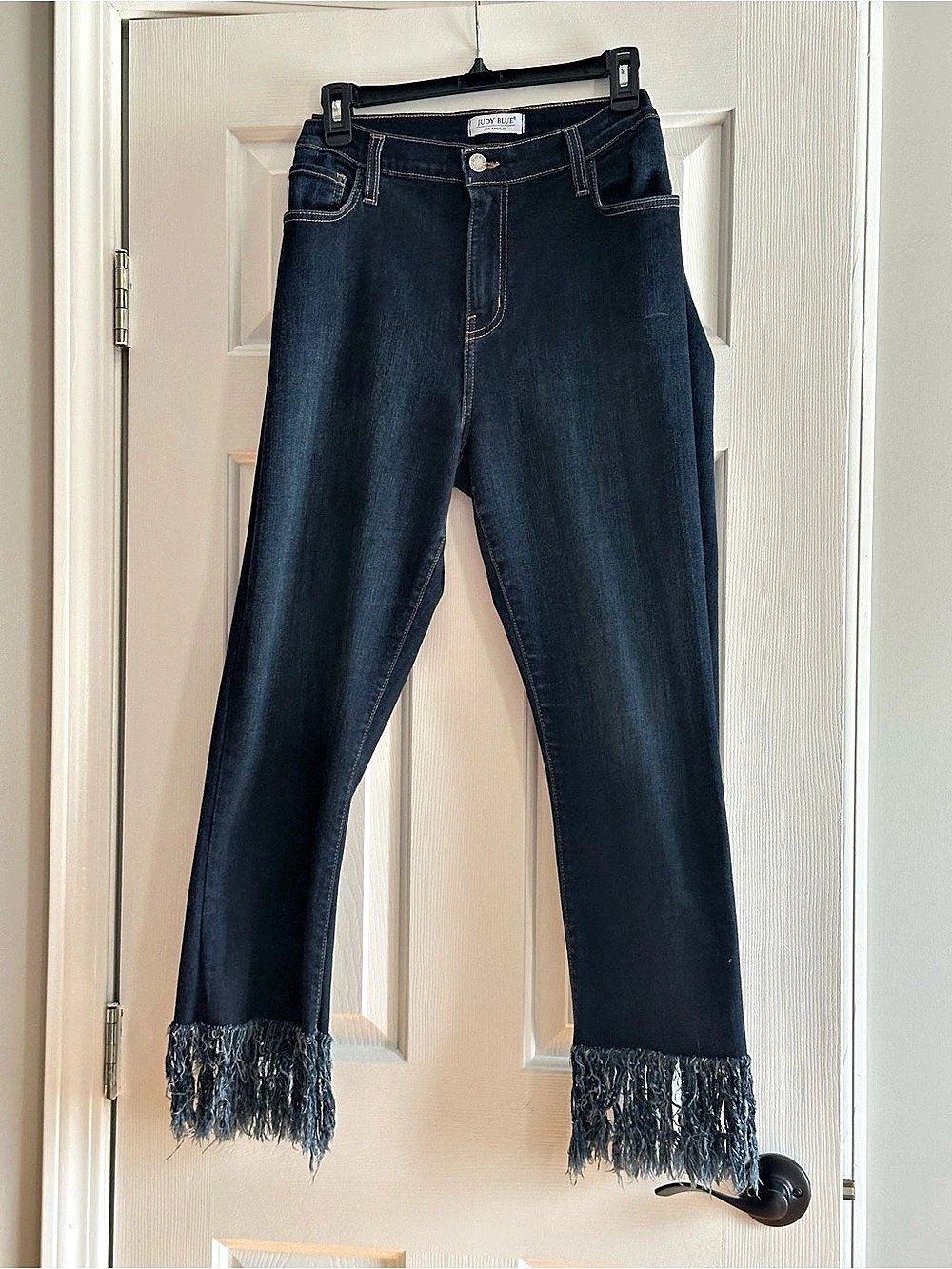 Judy Blue Women's Blue Straight Leg Fringe Jeans